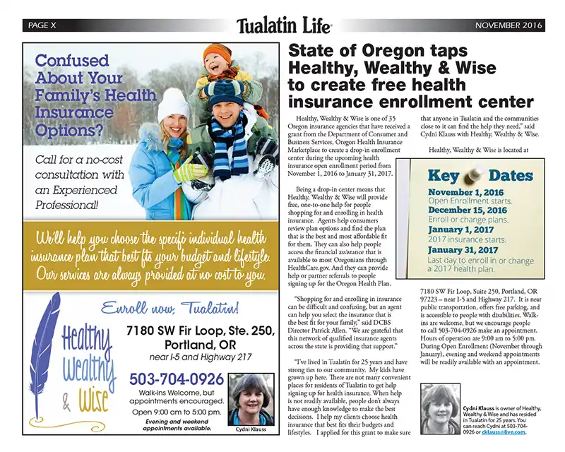 Select Wisely Tualatin Life Article