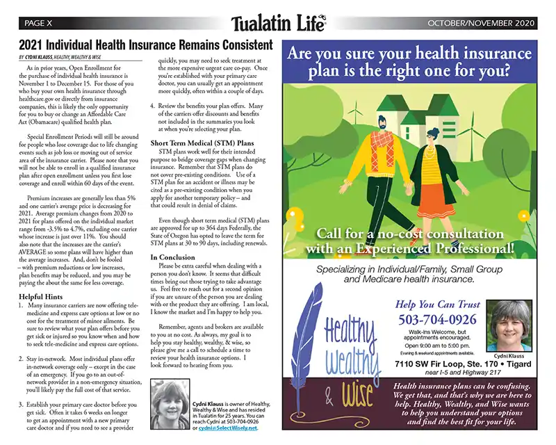 Select Wisely Tualatin Life Article