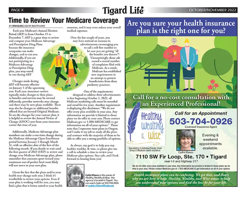 Select Wisely Tualatin Life Article