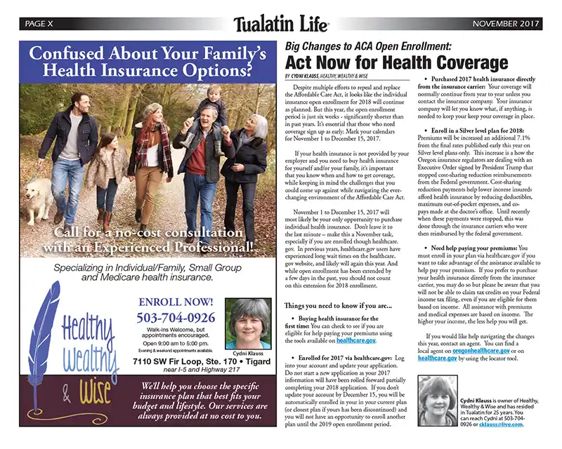 Select Wisely Tualatin Life Article