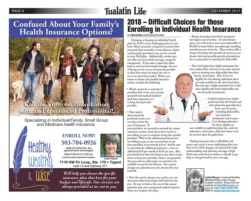 Select Wisely Tualatin Life Article